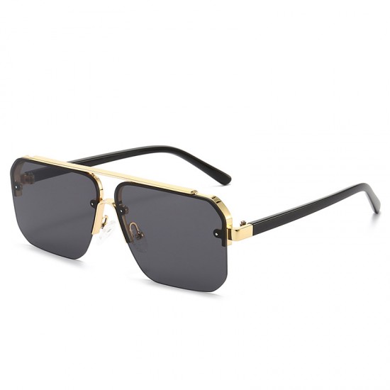 New style square-frame metal sunglasses, men and women's sun protection, half-frame sunglasses, European and American cross-border fashionable sunglasses. New style square-frame metal sunglasses, men and women's sun protection, half-frame sunglasses, European and American cross-border fashionable sunglasses.
