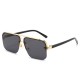 New style square-frame metal sunglasses, men and women's sun protection, half-frame sunglasses, European and American cross-border fashionable sunglasses. New style square-frame metal sunglasses, men and women's sun protection, half-frame sunglasses, European and American cross-border fashionable sunglasses.