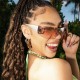 Small-framed oval sunglasses for women, high-end European and American style sunglasses, women's sun protection retro cross-border sunglasses