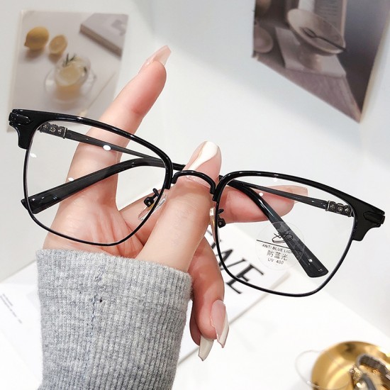 New metal half-frame high-definition blue light blocking reading glasses for seniors, trendy business men's reading glasses