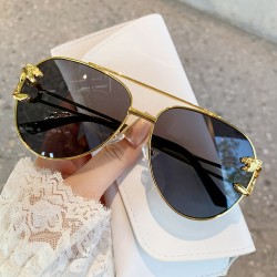 New stylish large-frame UV protection sunglasses, metal cat-eye sunglasses for women, high-end influencer sunglasses