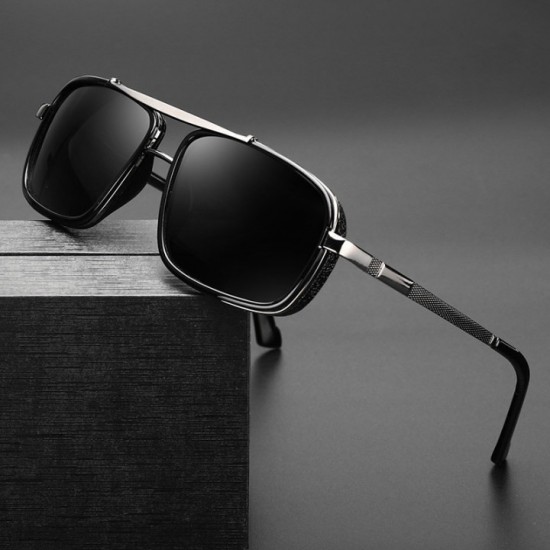 New Cross-Border Harley Sunglasses, Fashionable Driving Mirrors, Retro Thickened Double-Bridge Metal Punk Men's Men's Sunglasses