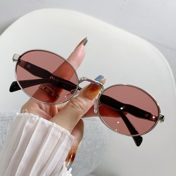 New oval metal sunglasses, European and American fashion sunglasses, retro street style high-end sunglasses for women
