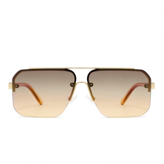 New style square-frame metal sunglasses, men and women's sun protection, half-frame sunglasses, European and American cross-border fashionable sunglasses. New style square-frame metal sunglasses, men and women's sun protection, half-frame sunglasses, European and American cross-border fashionable sunglasses.