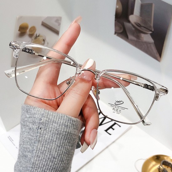 New metal half-frame high-definition blue light blocking reading glasses for seniors, trendy business men's reading glasses