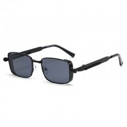 New retro small square-frame men's sunglasses, European and American spring-leg glasses, stylish steampunk metal sunglasses.