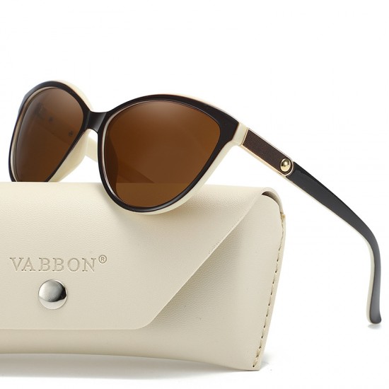 New Korean Fashion Polarized Sunglasses, Personalized Leather-Inlaid Light Luxury Sunglasses, European and American Cross-Border Cat-Eye Sunglasses for Women