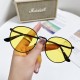 European and American trendy marine-lens sunglasses for women, personalized fashion glasses, cross-border new metal oval-frame sunglasses.