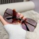 New rimless square sunglasses with trimmed edges, trendy European and American sunglasses, cross-border fashionable marine-lens small-frame sunglasses.