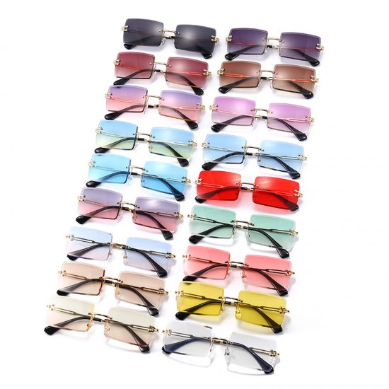 New rimless, trimmed square gradient sunglasses, European and American fashion trends, influencer street style sunglasses for women, ocean-lens sunglasses