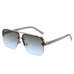 New style square-frame metal sunglasses, men and women's sun protection, half-frame sunglasses, European and American fashionable sunglasses.