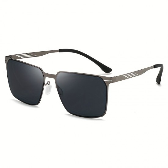 New cross-border fashionable hollow sunglasses, high-end, wide Retro round-frame metal punk sunglasses for men; New TikTok livestream HD sunglasses for men, driving and fishing; Stylish metal square-frame sunglasses; Ultra-light HD blue light blocking rea