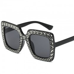 New European and American fashion, new multi-color large-frame diamond-studded sunglasses, trendy street style square sunglasses for women