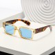 New Colorblock Square-Frame Fashion Sunglasses, Men's Small-Frame Sun Protection Sunglasses, European and American Cross-Border Individual Sunglasses